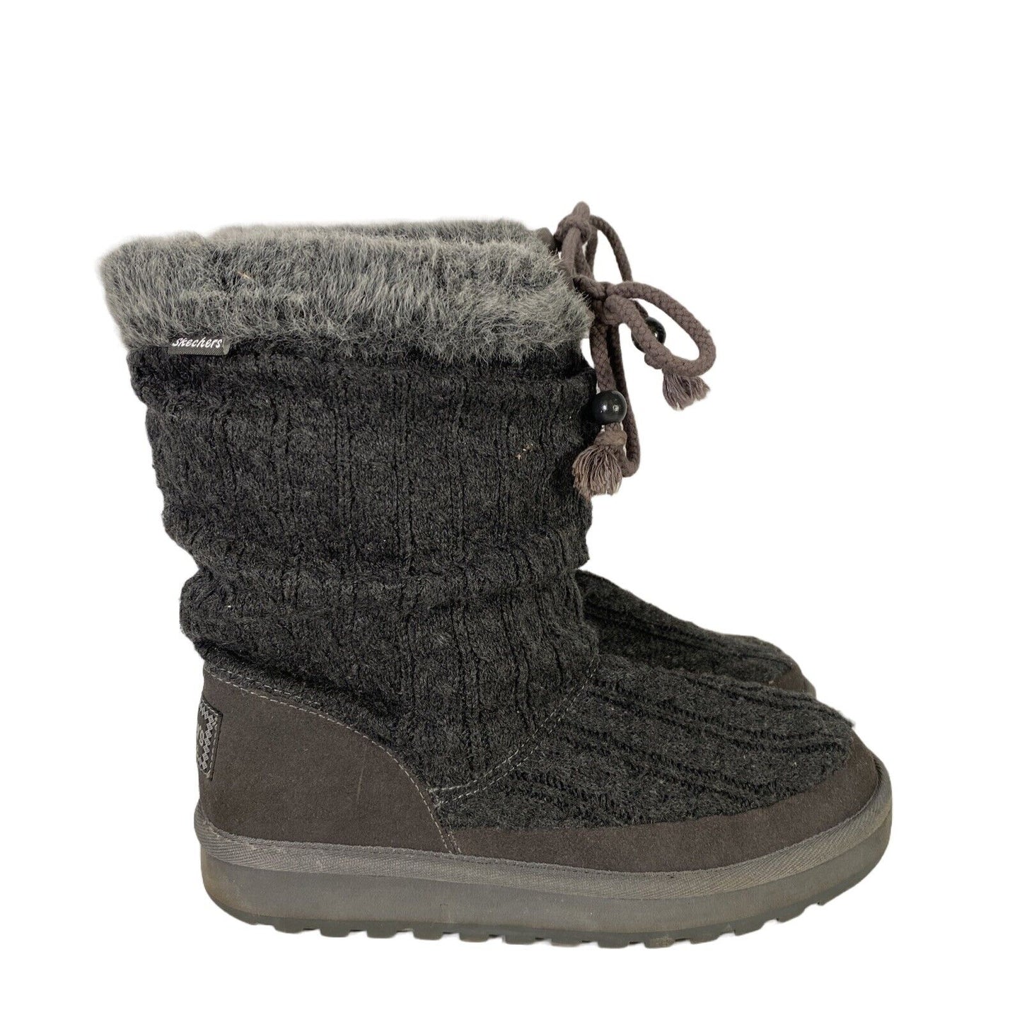 Skechers Women's Gray Mid Calf Cable Knit Keepsakes Sweater Boots - 9.5