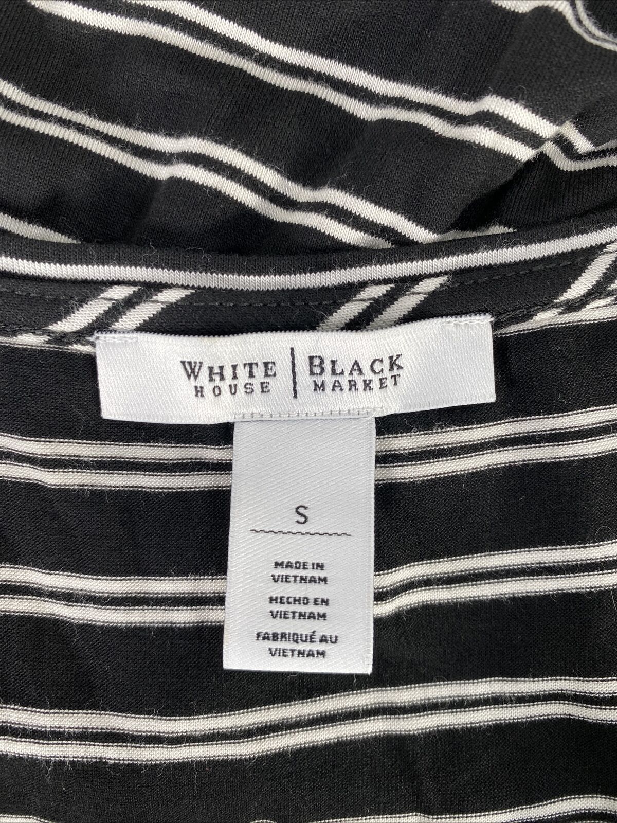 White House Black Market Camiseta de cuello redondo a rayas negras/blancas para mujer -S