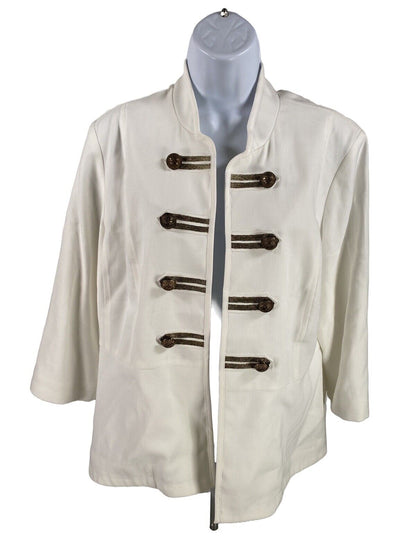 NEW Chico's Women's White Peplum Military Jacket Blazer - 2 Petite
