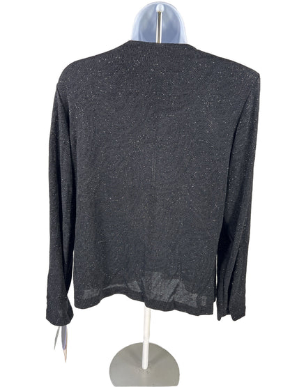 NUEVO Conjunto de chaqueta y camiseta sin mangas metálica negra Xscape de Joanna Chen para mujer - M