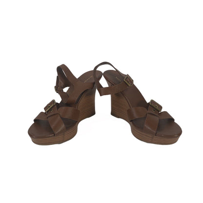 Banana Republic Women's Brown Leather Slingback Wedge Sandals - 9