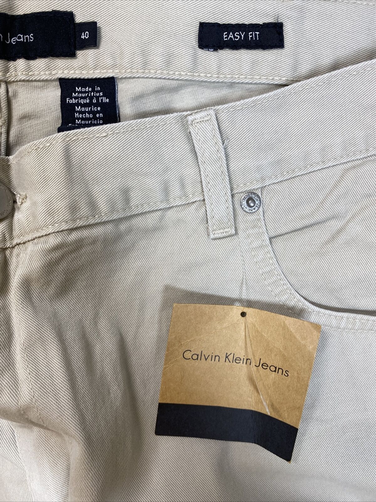 NEW Calvin Klein Men's Light Beige Easy Fit Tapered Leg Pants Sz 40x32