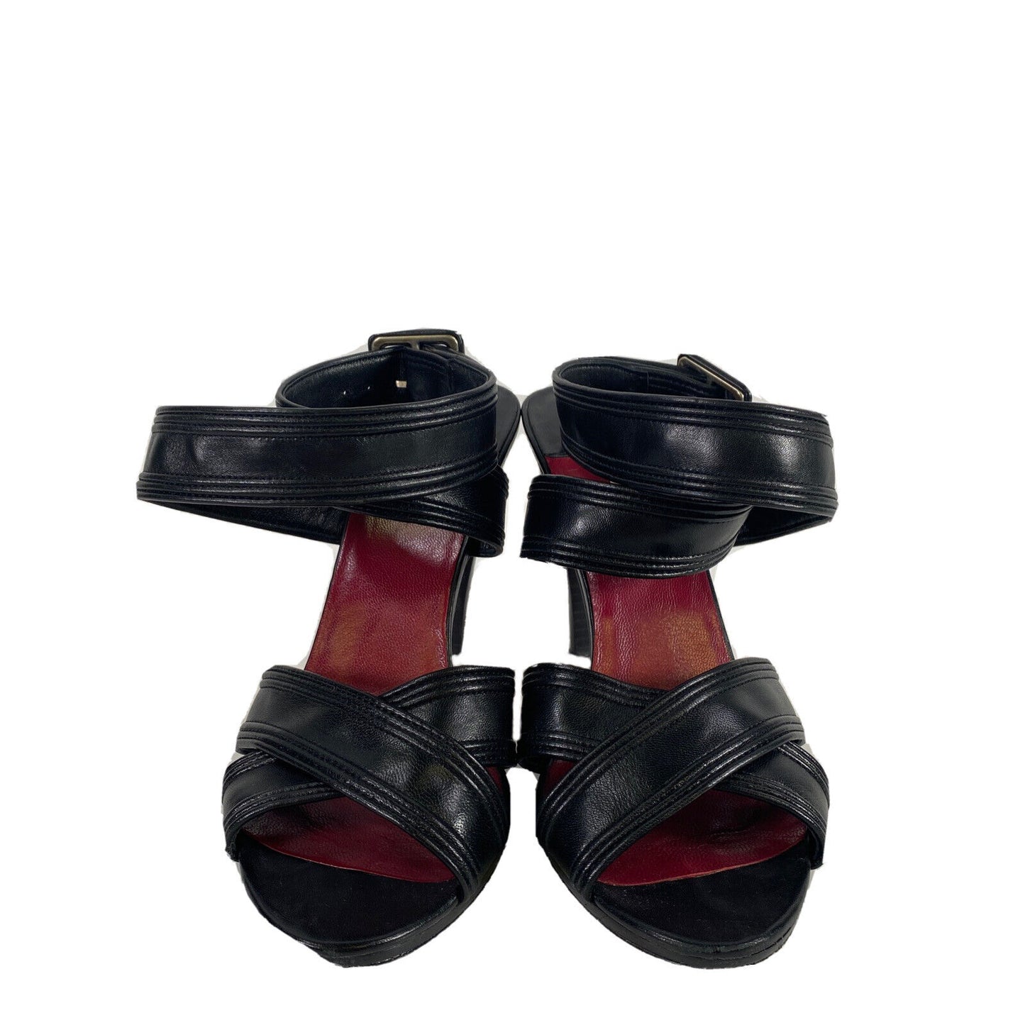 Max Studio Women's Black Leather Xchange Wrap Leather Heels - 8.5