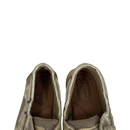 Sperry Women's Beige Leather Slip On Boat Shoes - 7 M