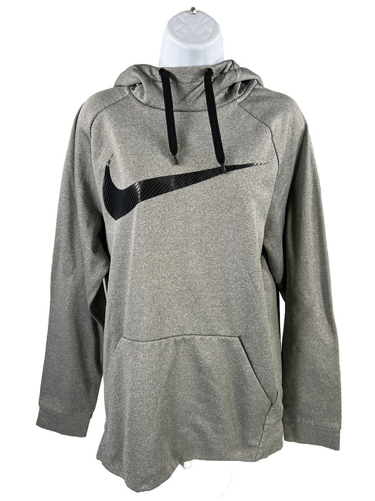 Nike Men's Gray Fleece Lined Dri-Fit Pullover Training Hoodie - S
