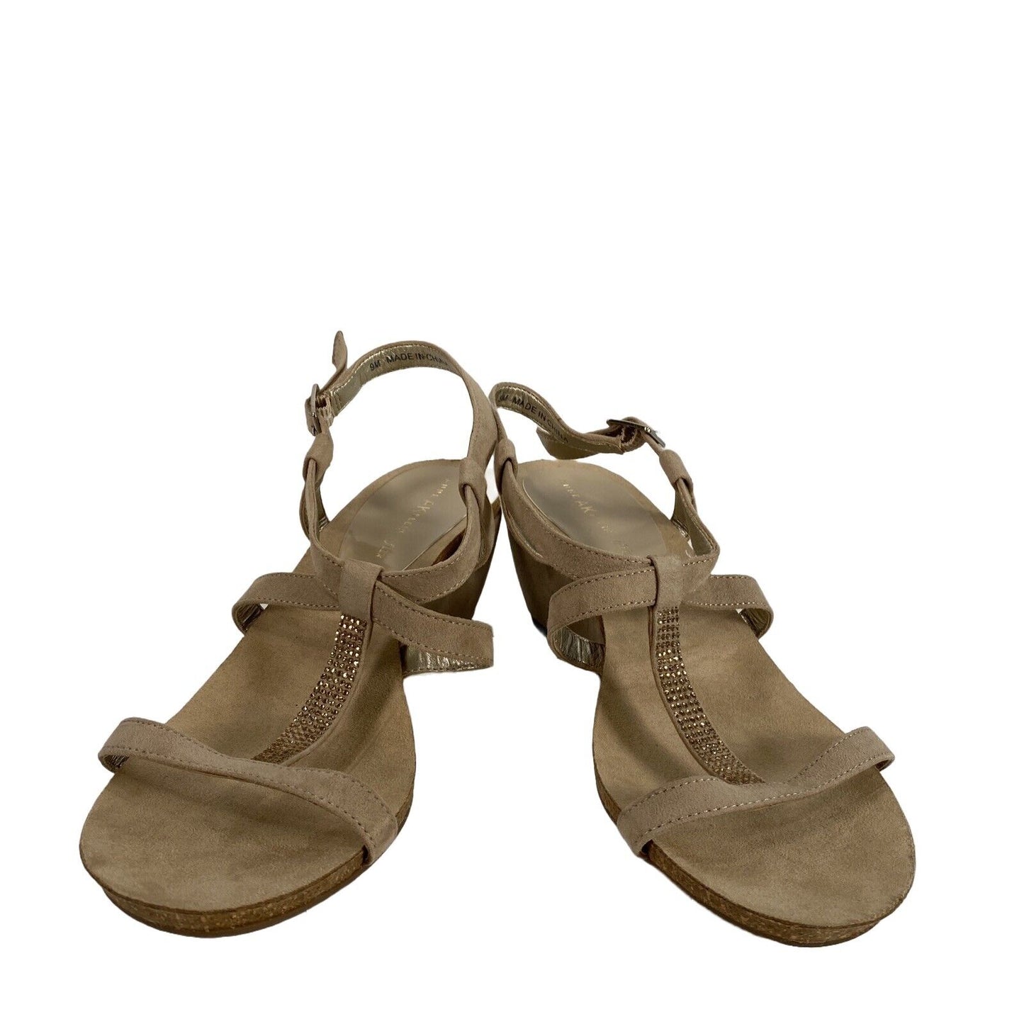 Anne Klein Women's Beige iflex Rhinestone Slingback Sandals - 9M