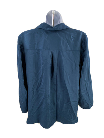 J. Jill Camisa azul con botones delanteros de lujo suave y manga 3/4 para mujer - XS
