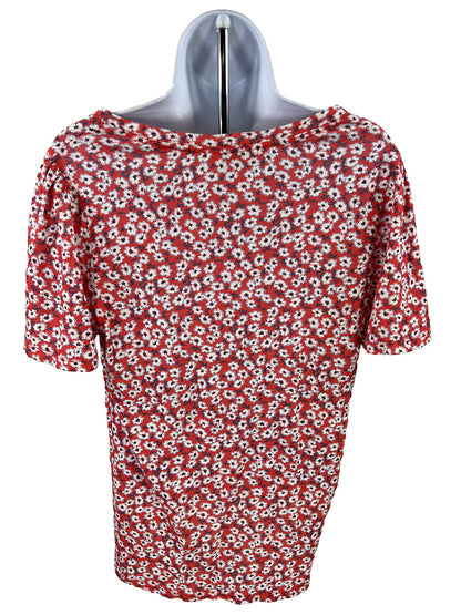 Lucky Brand Camiseta de manga corta con estampado floral rojo para mujer - M
