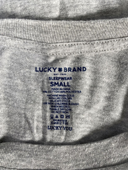 Lucky Brand Camiseta para dormir de manga larga con diseño de oso de invierno gris para mujer Sz S