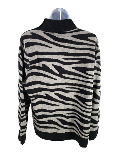 Calvin Klein Women's Black/Gray Long Sleeve Sweater - L