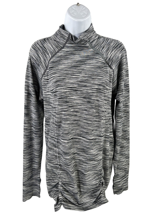 Athleta Women's Gray Fastest Trask Asymmetrical Zip Athletic Shirt - XL
