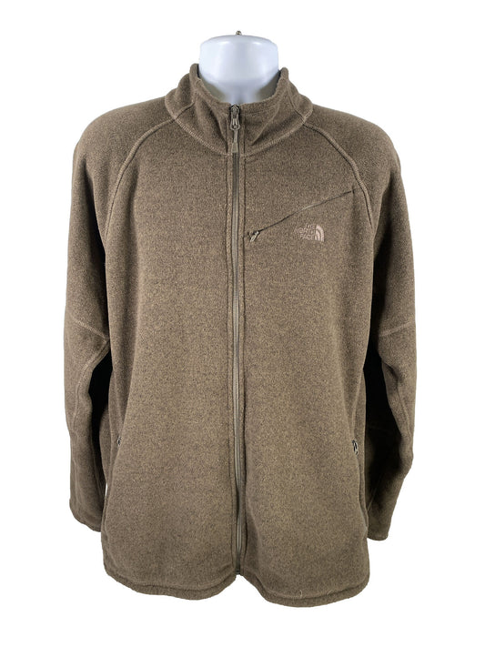 The North Face Men's Brown Knit Fleece Lined Full Zip Jacket - XL