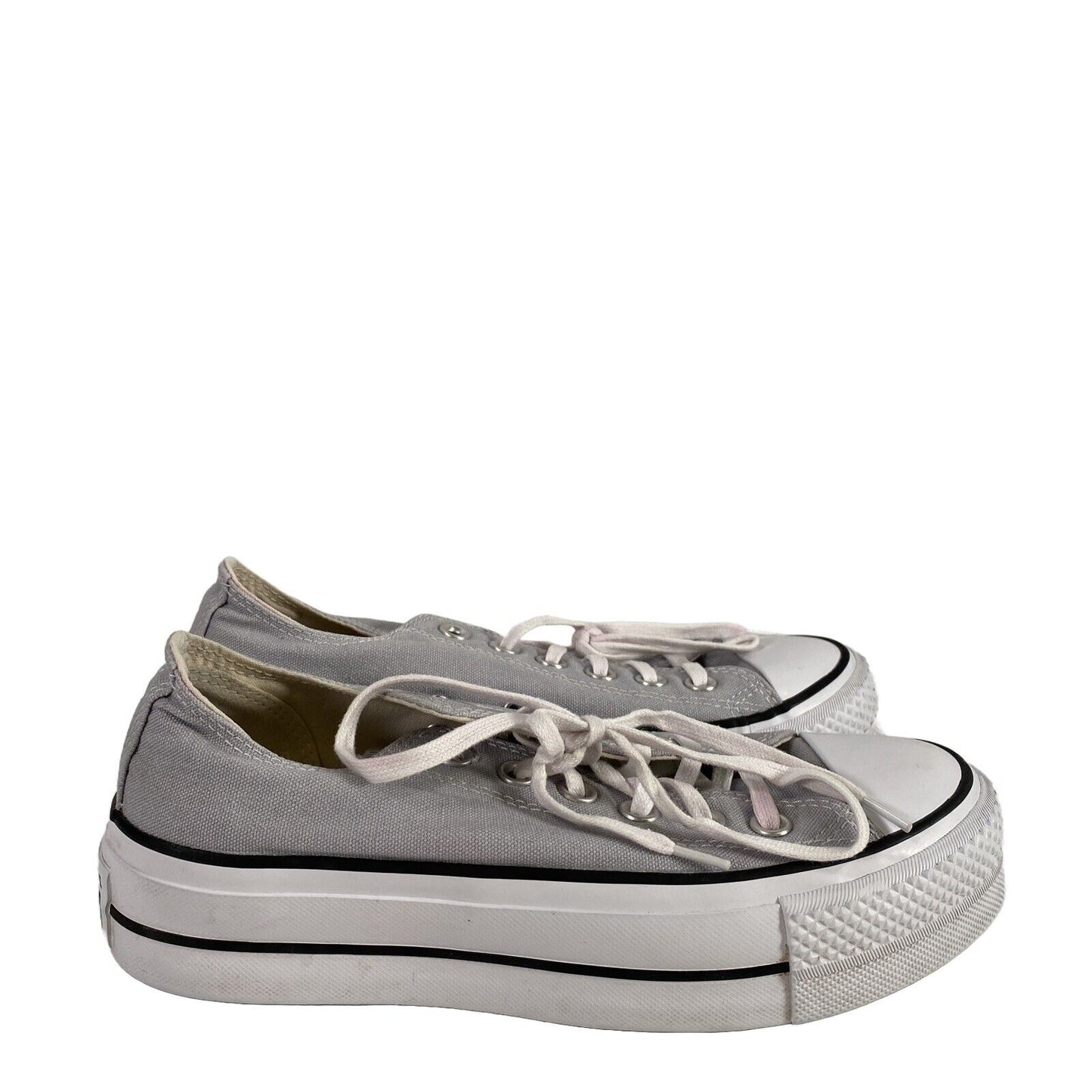 Converse All Star Women's Gray Canvas Lace Up Platform Sneakers - 6