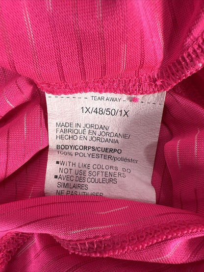 Under Armour Camiseta deportiva de corte holgado a rayas rosas para mujer - Plus 1X