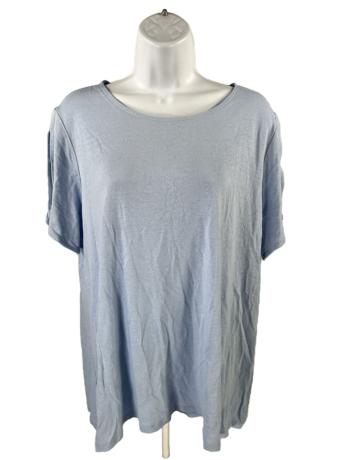 NEW J. Jill Women's Blue Love Linen Open Sleeve Shirt Top - Plus 1X