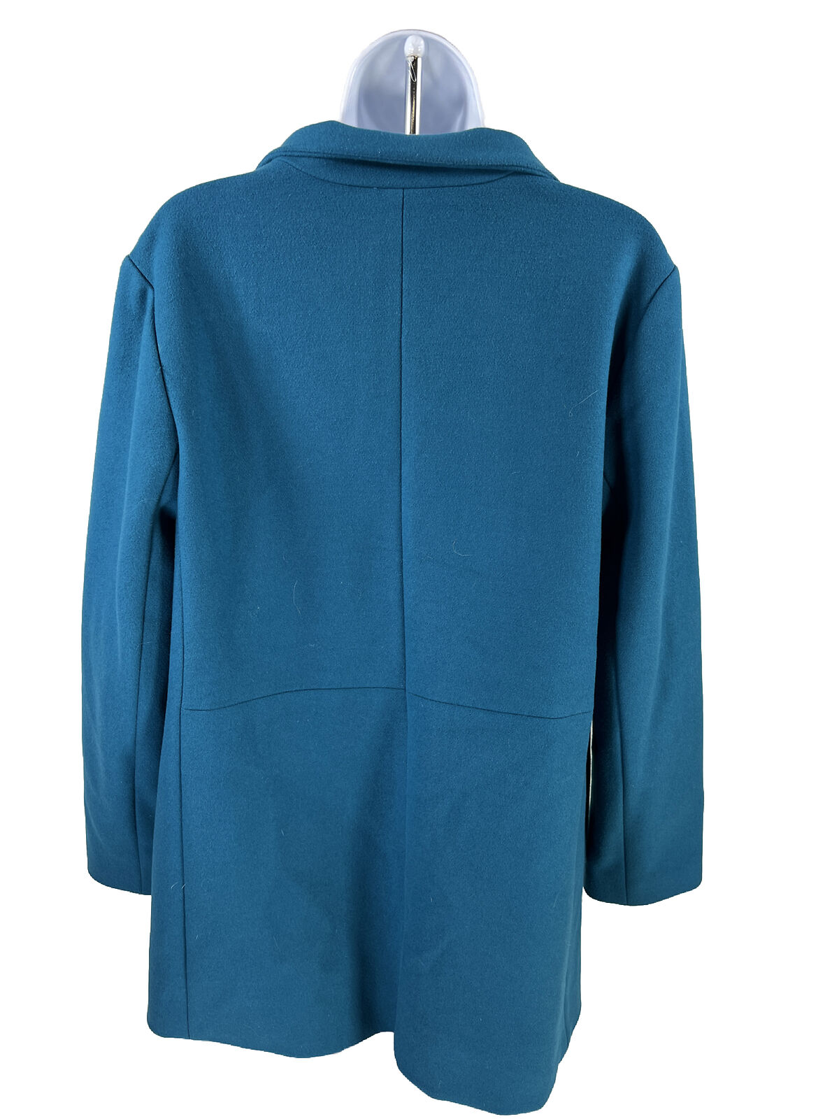 J. Jill Women's Blue Micro-Fleece Button Up Coat - Petite M