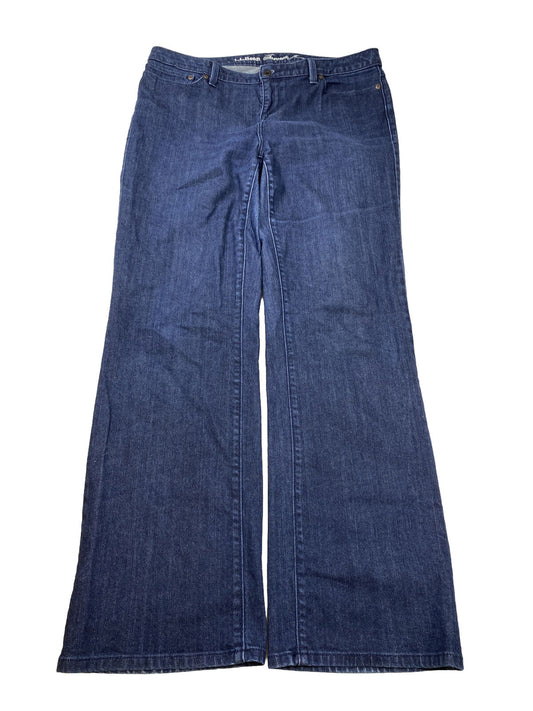 LL Bean Women's Dark Wash Blue Denim Favorite Straight Jeans - 14 Tall