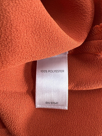 NUEVO Blusa con botones de manga larga de poliéster naranja de J. Jill para mujer - L