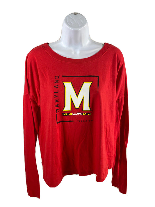 NUEVA camiseta de manga larga Under Armour Maryland Terrapins roja para mujer - M