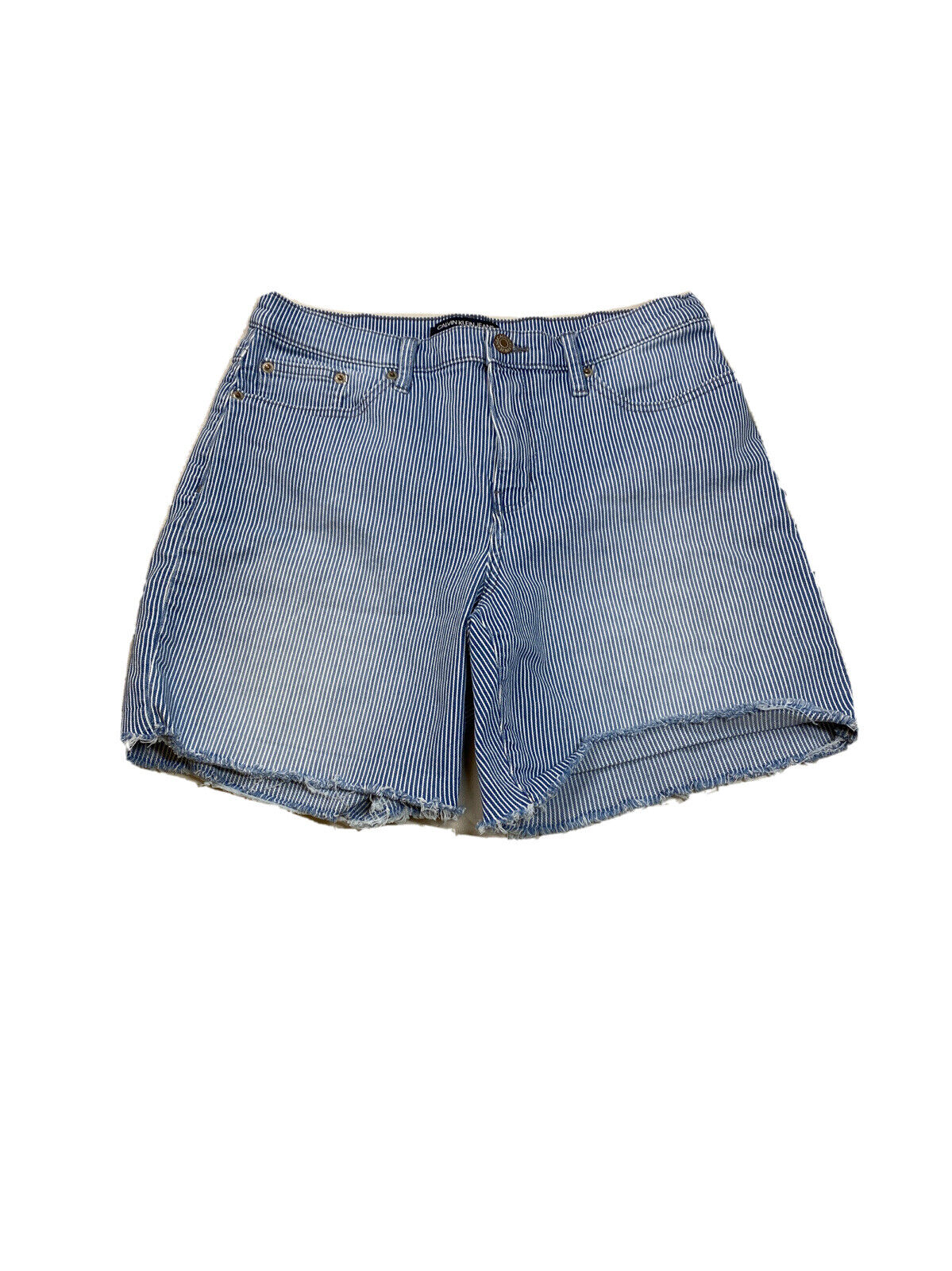 Calvin Klein pantalones cortos de talle alto a rayas azules/blancos para mujer - 6