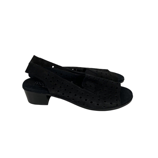 Munro Women's Black Suede Perforated Open Toe Block Heel Sandals - 9.5 N