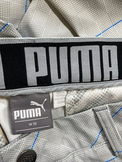 Puma Pantalones cortos de golf de poliéster a cuadros grises para hombre - 32