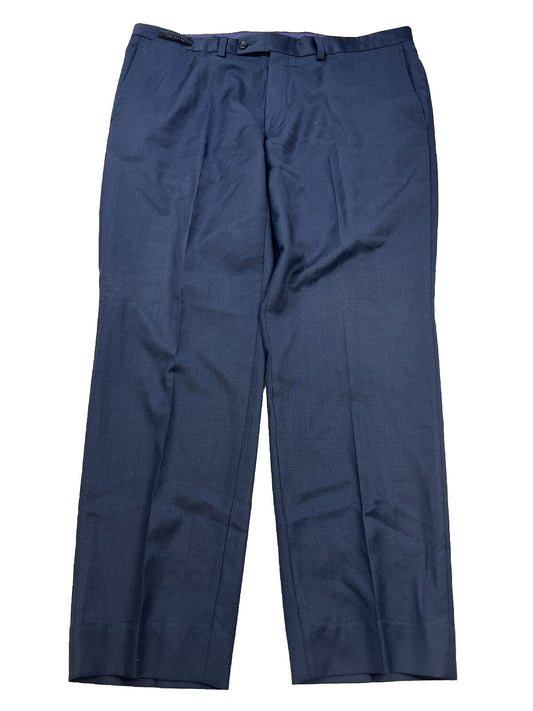 Ted Baker Men's Navy Blue Flat Front Dress Pants - 38x30