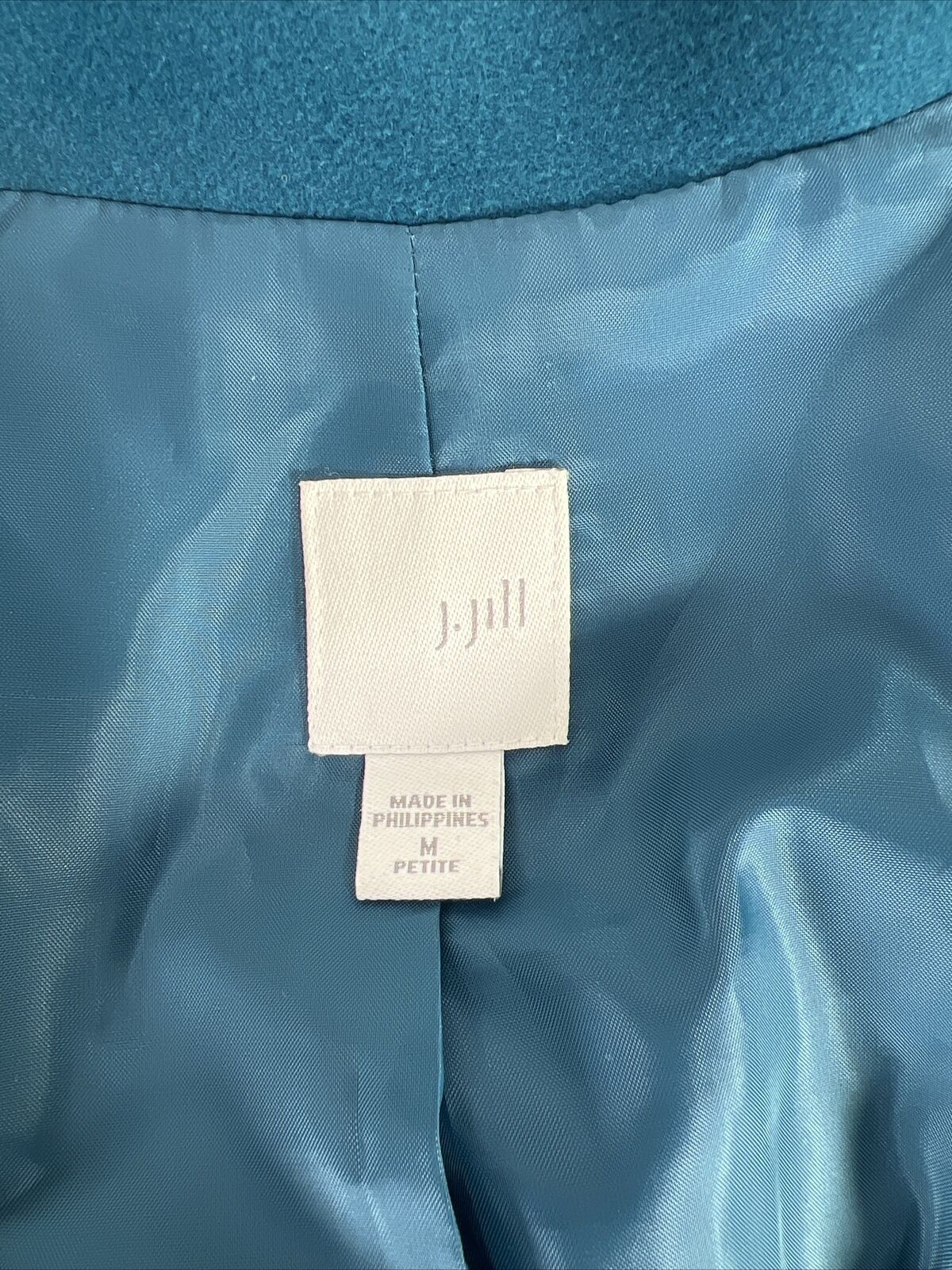 J. Jill Women's Blue Micro-Fleece Button Up Coat - Petite M