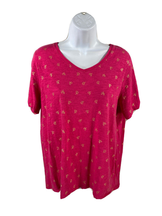 Chico's Camiseta de manga corta con gráfico de velero rosa para mujer - 1 (US M)