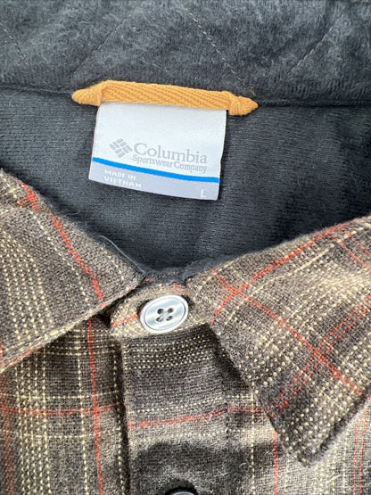 Columbia Men's Brown Plaid Long Sleeve Button Up Windward Overshirt - L