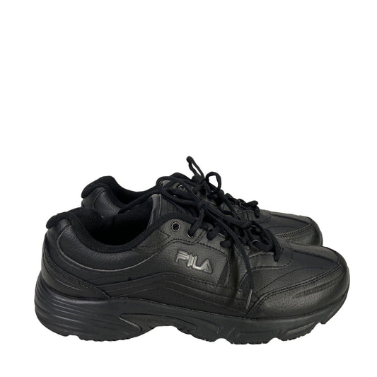 Fila Men's Black Synthetic Memory Slip Resistant Work Shoes-13 Extra Wide