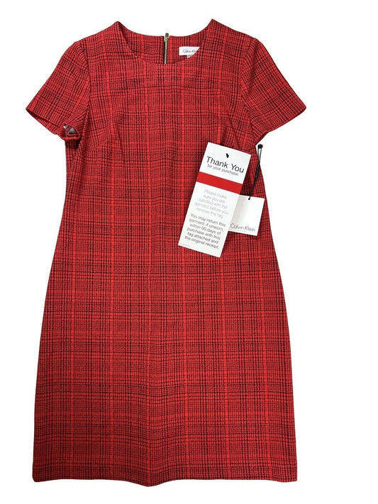 NEW Calvin Klein Women's Red Short Sleeve Sheath Dress - 8