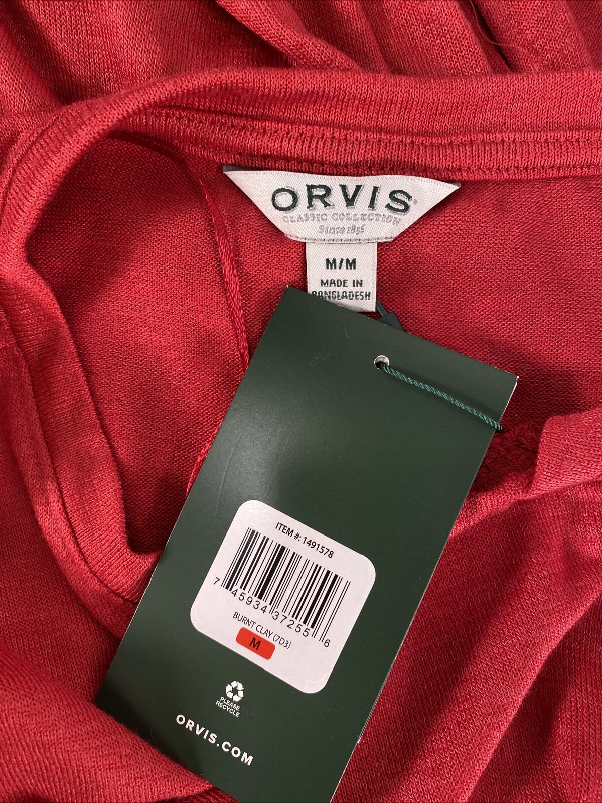 NUEVA camisa de punto tipo túnica con mangas japonesas rojas de Orvis para mujer - M