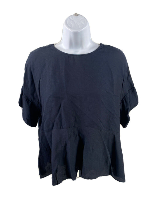 Topshop Women's Blue Short Sleeve Peplum Blouse - 6