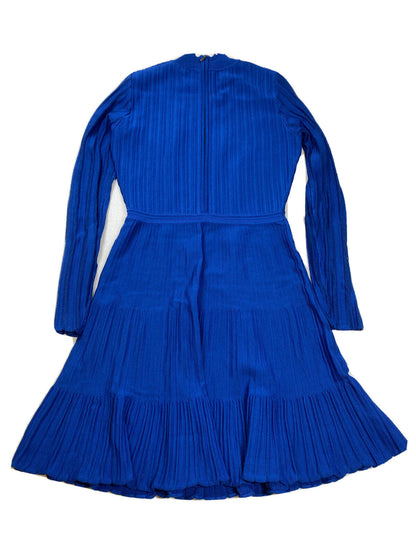 Reiss Women's Blue Long Sleeve Mesh Neck Sweater Dress - S