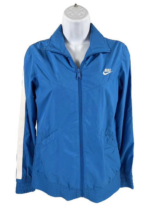 Nike Sportswear Chaqueta cortavientos azul con cremallera completa para mujer - S