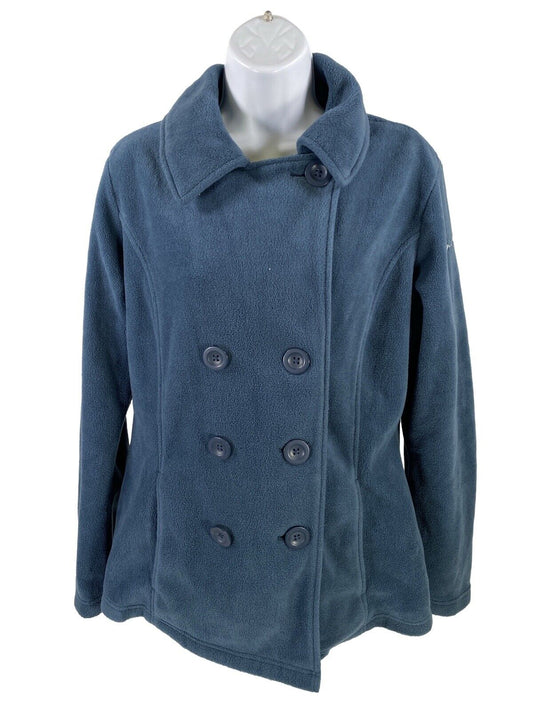 Columbia Women's Blue Benton Springs Fleece Button Up Pea Coat - L