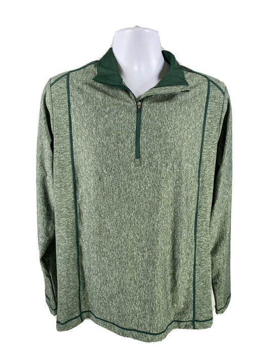 Antigua Men's Green Long Sleeve 1/4 Zip Pullover Activewear Shirt - M