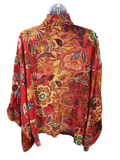 Chico's Women's Red Floral Rayon Swim Cover Up Wrap - S/M
