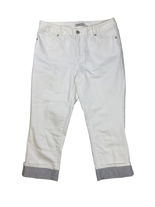 Coldwater Creek Women's White Denim Cuffed Cropped Jeans - 8