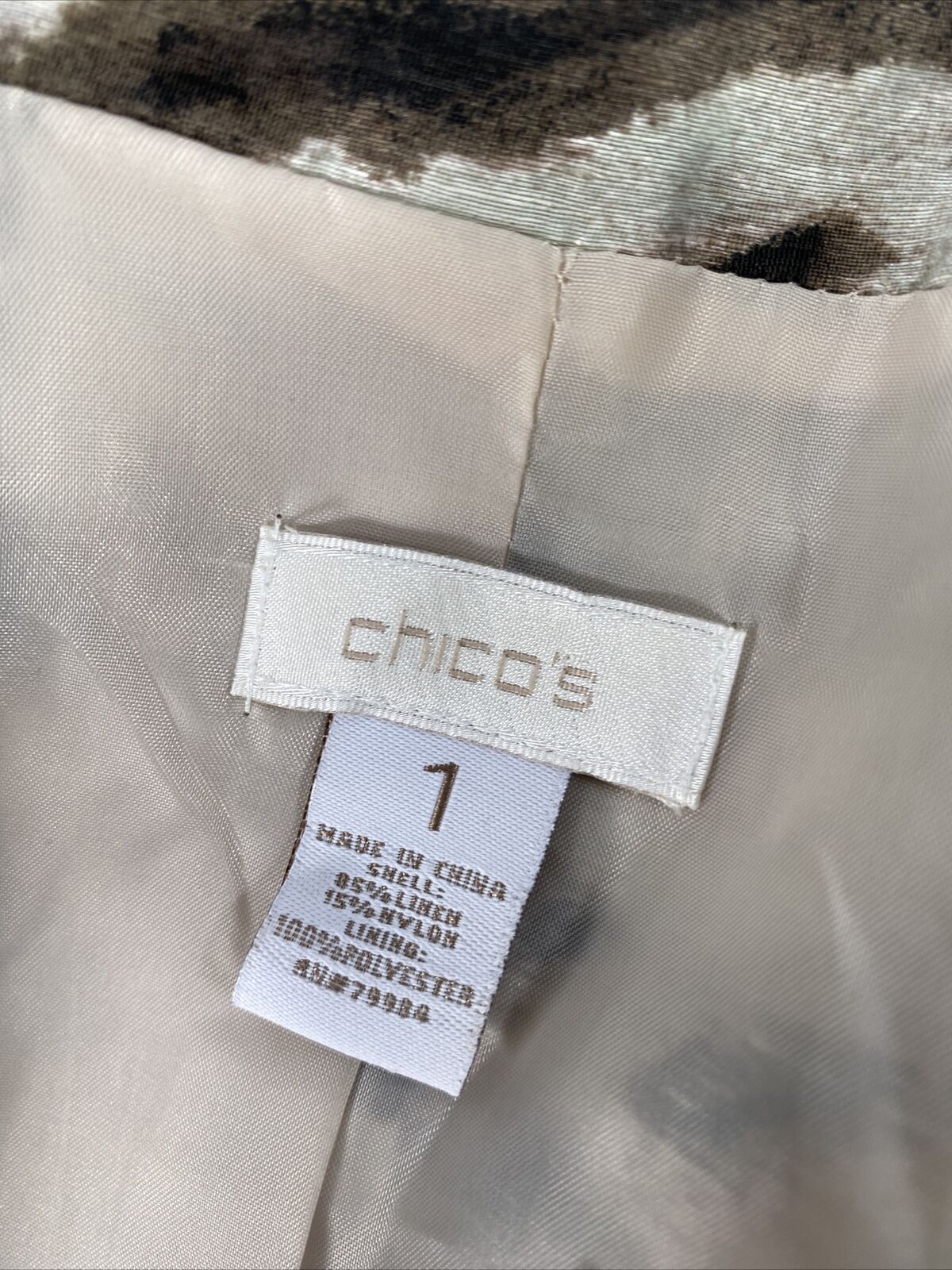 Chico's Womens Ivory/Brown One Button Half Sleeve Blazer Jacket -1 (US M)