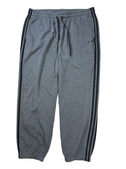 adidas Men's Gray Fleece Lined Drawstring Sweatpants - 2XL
