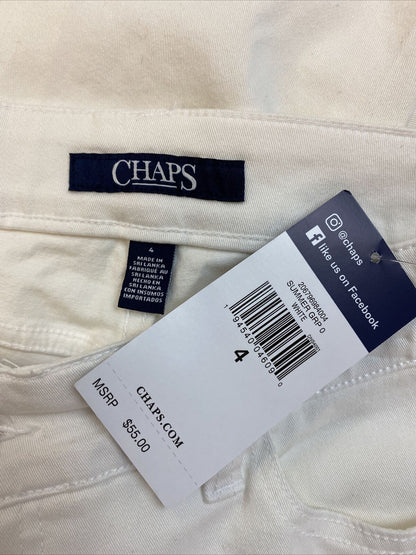NUEVOS pantalones vaqueros recortados elásticos blancos Chaps para mujer, talla 4