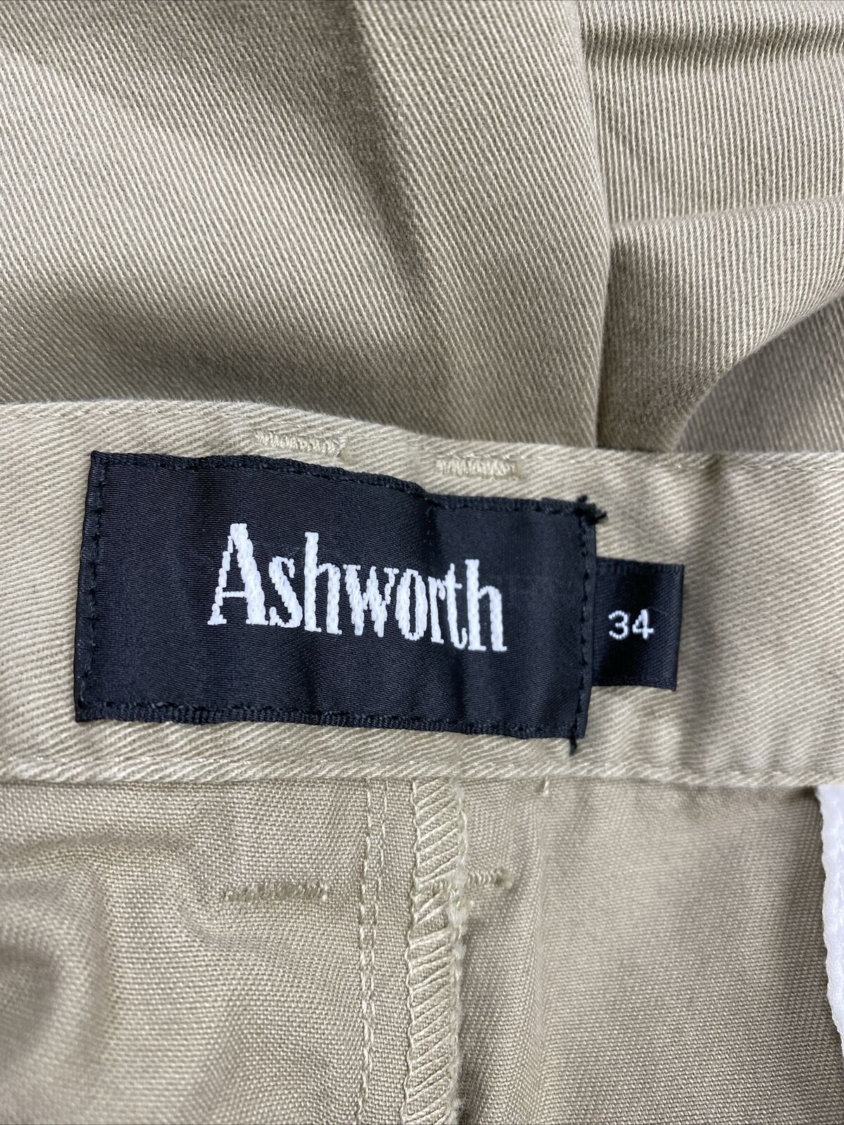 NUEVOS pantalones cortos caqui plisados ​​beige Ashworth para hombre - 34