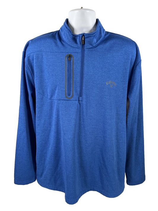 Callaway Men's Blue Fleece Lined 1/4 Zip Pullover Sweatshirt Jacket - 2XL
