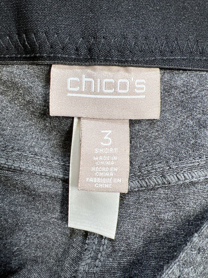 Chico's Pantalones cómodos elásticos cónicos grises para mujer - 3/US 16 Short