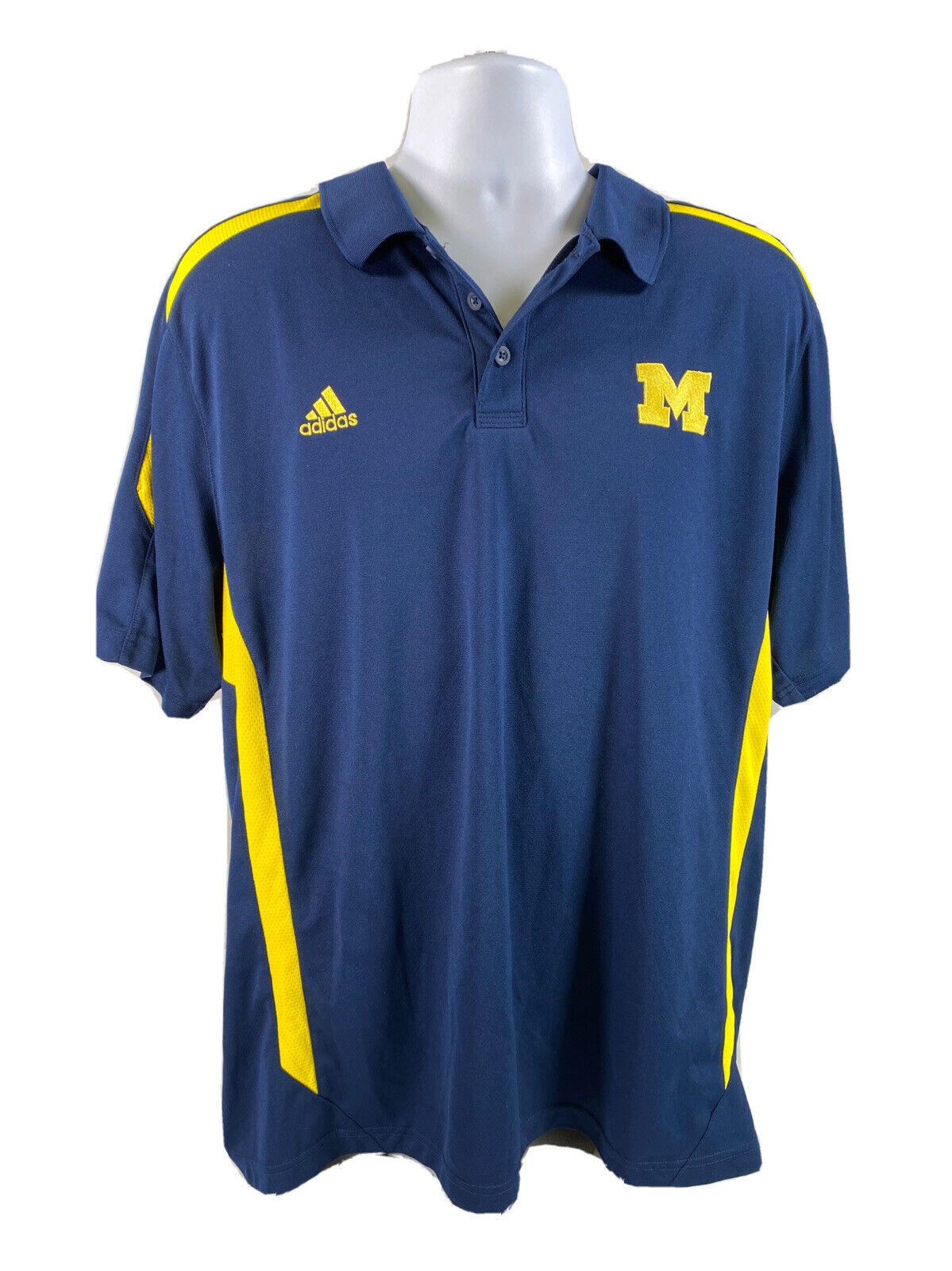 Adidas Men's Blue/Yellow Climalite Short Sleeve Polo Shirt - XL