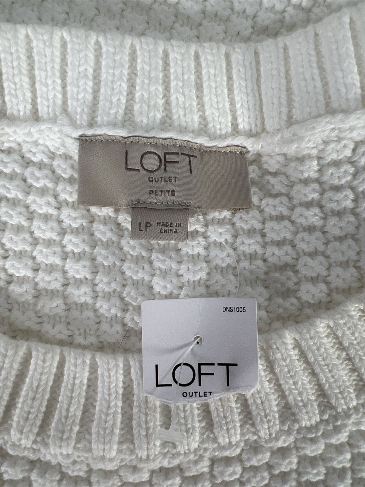 NEW LOFT Women's White Sleeveless Knit Tank Sweater - L Petite