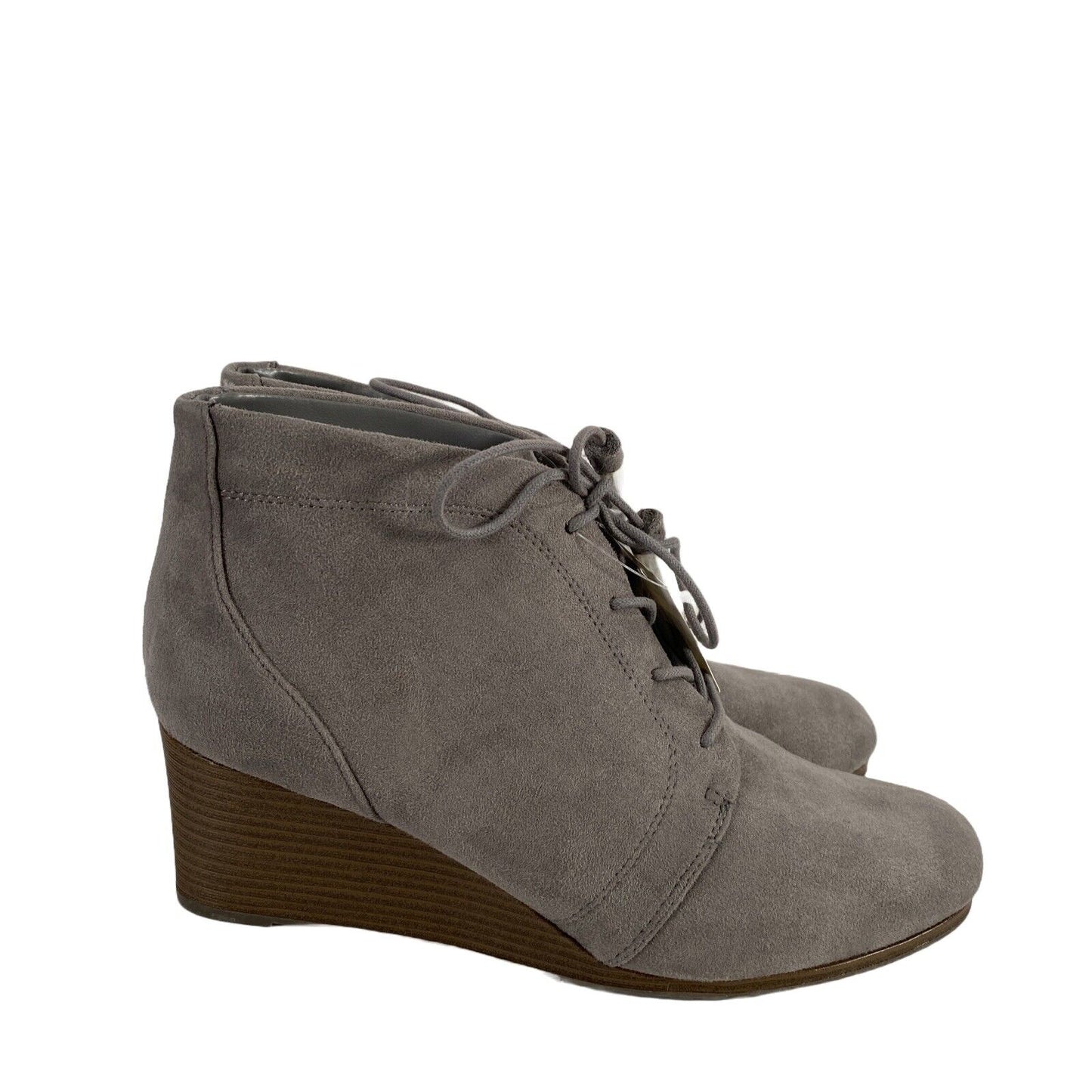 NEW Dr. Scholls Women's Gray Kennedy Lace Up Ankle Wedge Booties - 10