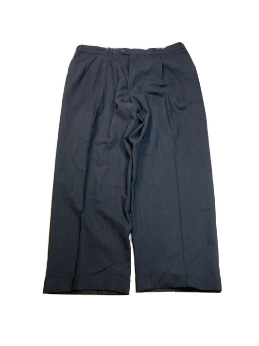 Joseph & Feiss Men's Black 100% Worsted Wool Pleated Dress Pants - 42x28